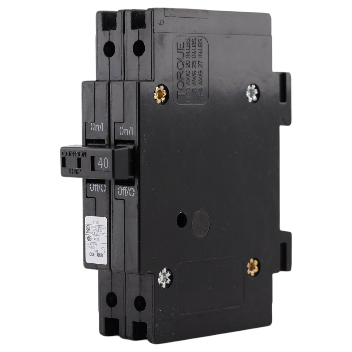 Eaton QCF, QCF2040, 40A, 2P, 120/240V, Thermal Magnetic, Circuit Breaker - Image 3