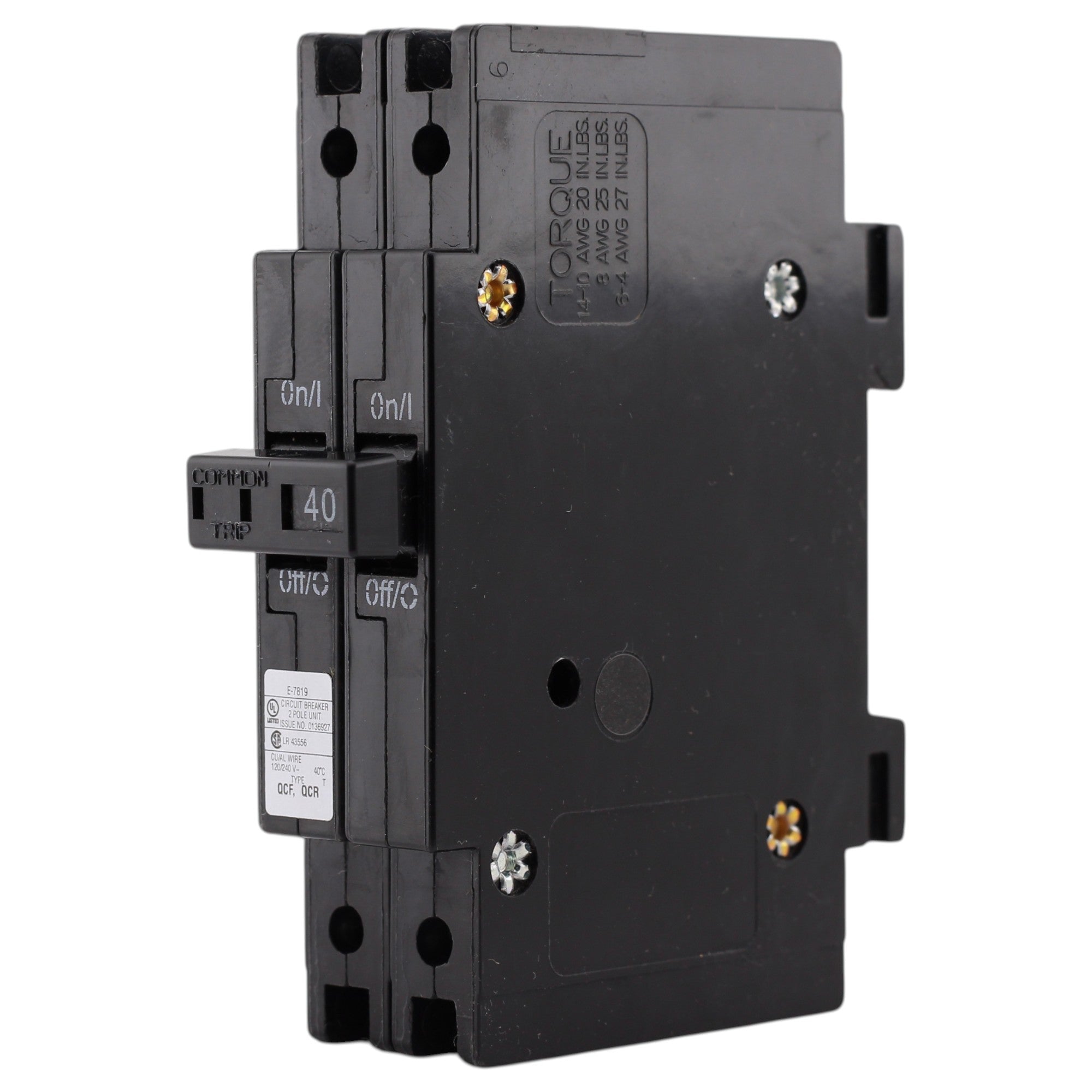Eaton QCF, QCF2040, 40A, 2P, 120/240V, Thermal Magnetic, Circuit Breaker - Image 3