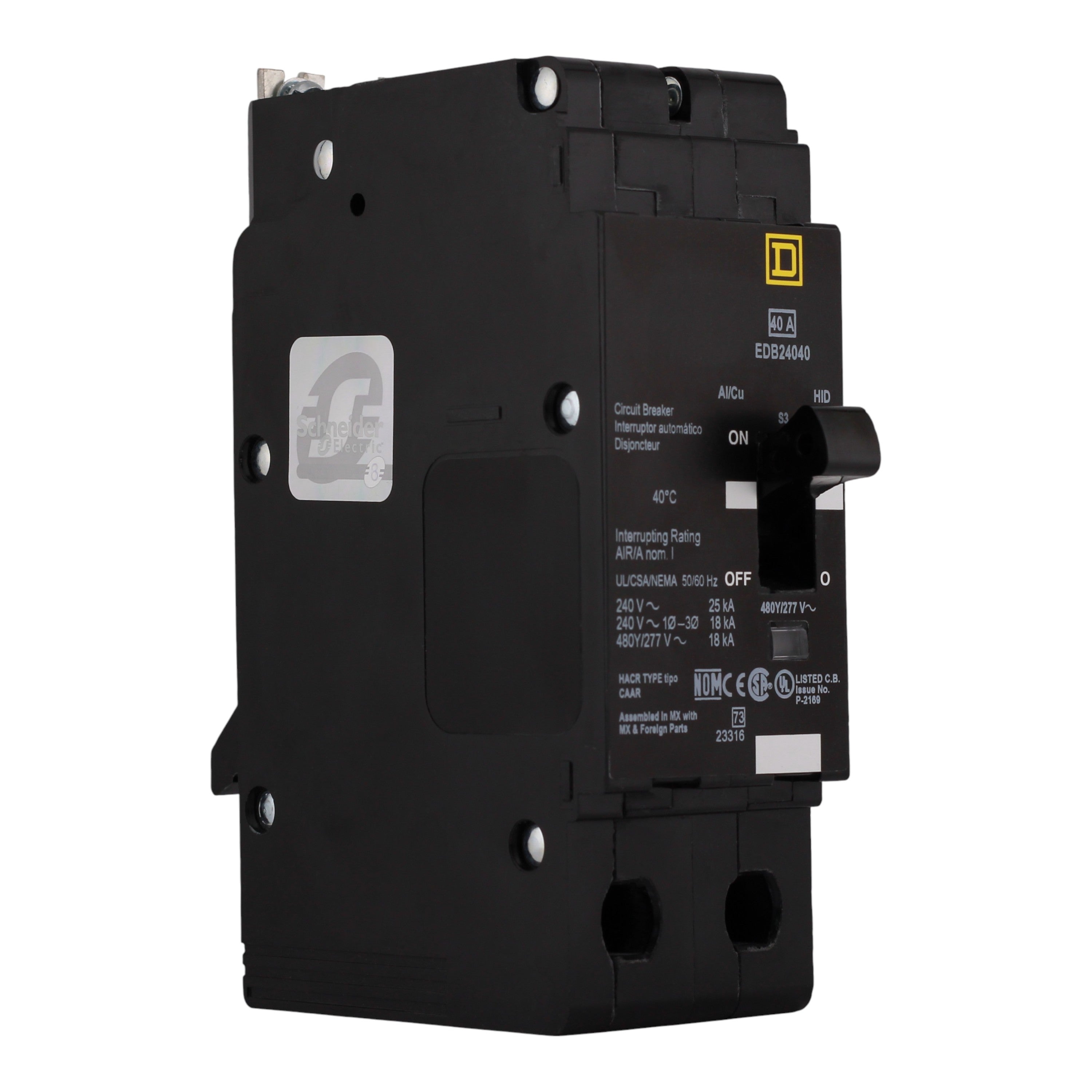 Square D E-Frame EDB24040 40A 2P 480Y/277V 25kA Bolt-On Circuit Breaker