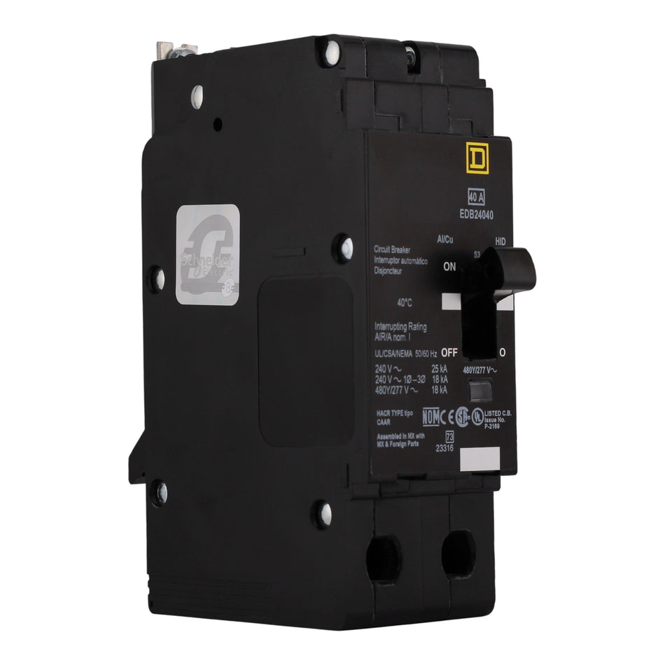 Square D E-Frame EDB24040 40A 2P 480Y/277V 25kA Bolt-On Circuit Breaker