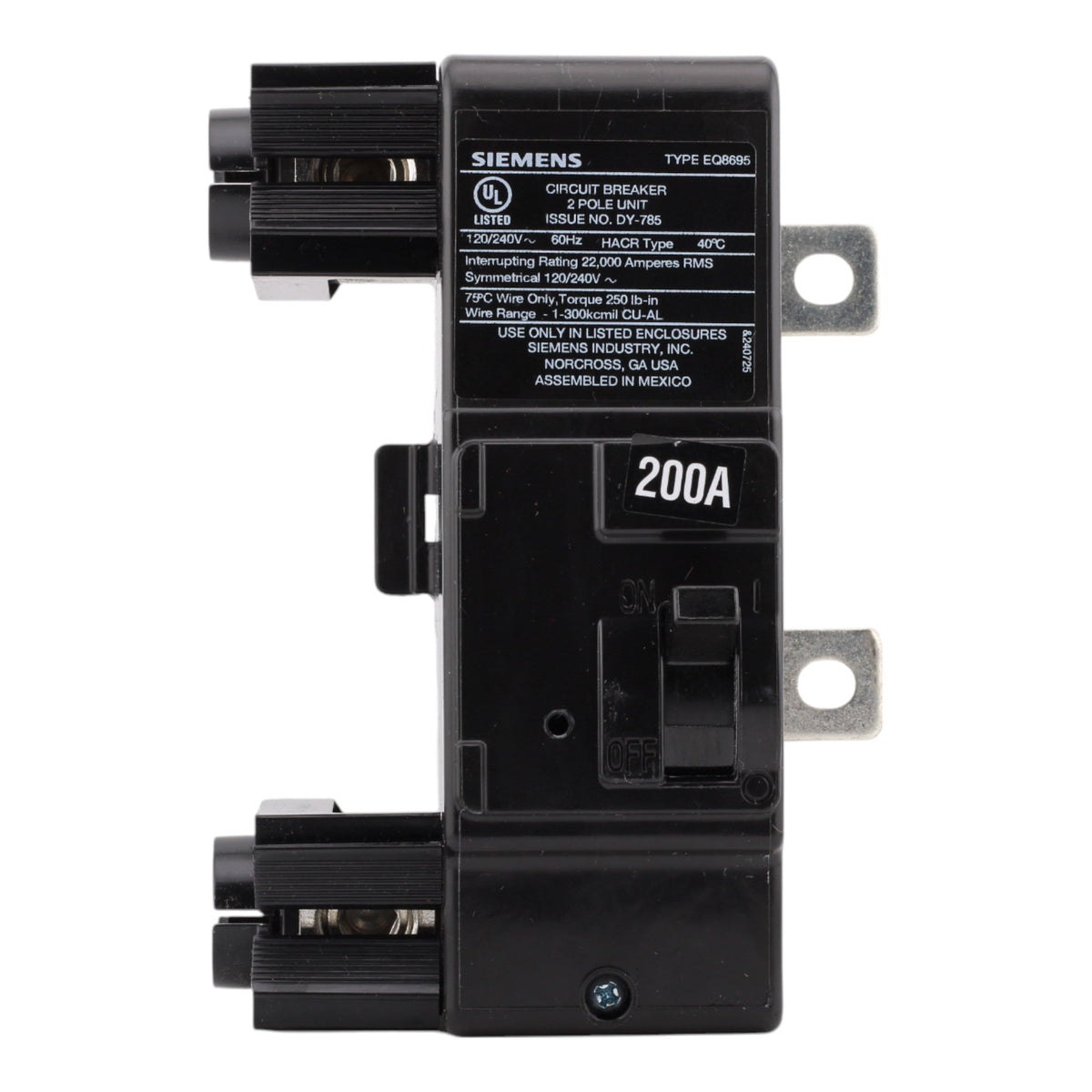 Siemens EQ8695 200A 120/240V 1P Main Breaker, Load Center Conversion Kit, 22kA AIR - Image 2