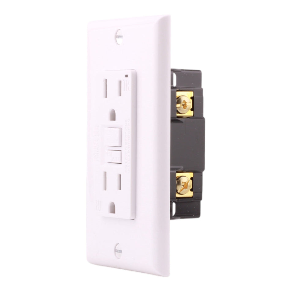 Aida 15A GFCI Receptacle w/ LED, Self-Test, TR, 120V, White