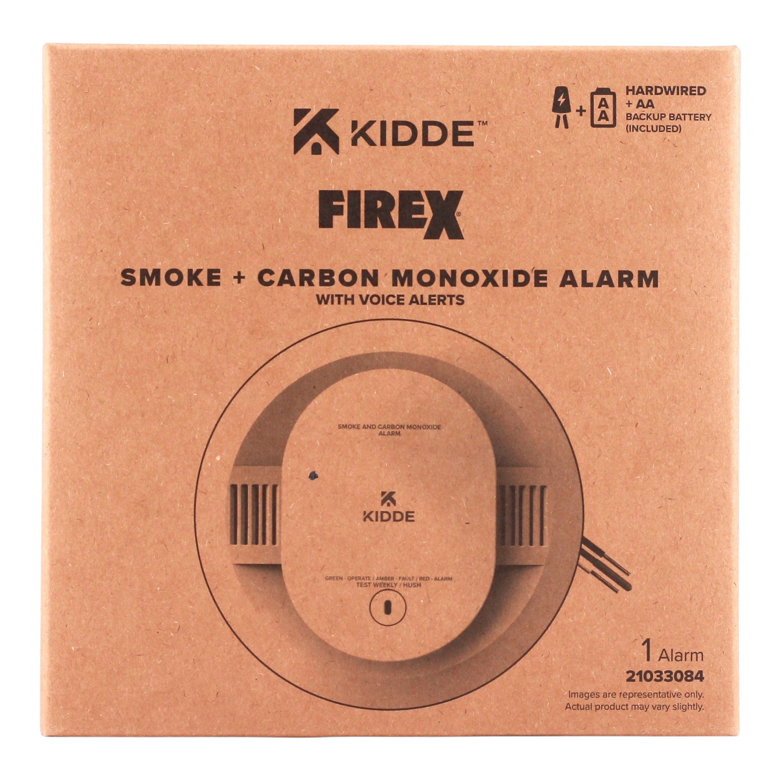 Kidde FireX CUACFEX-V Hardwired, 120V AC, Combo Smoke & CO Alarm, Voice, AA Backup, Interconnectable - Image 3