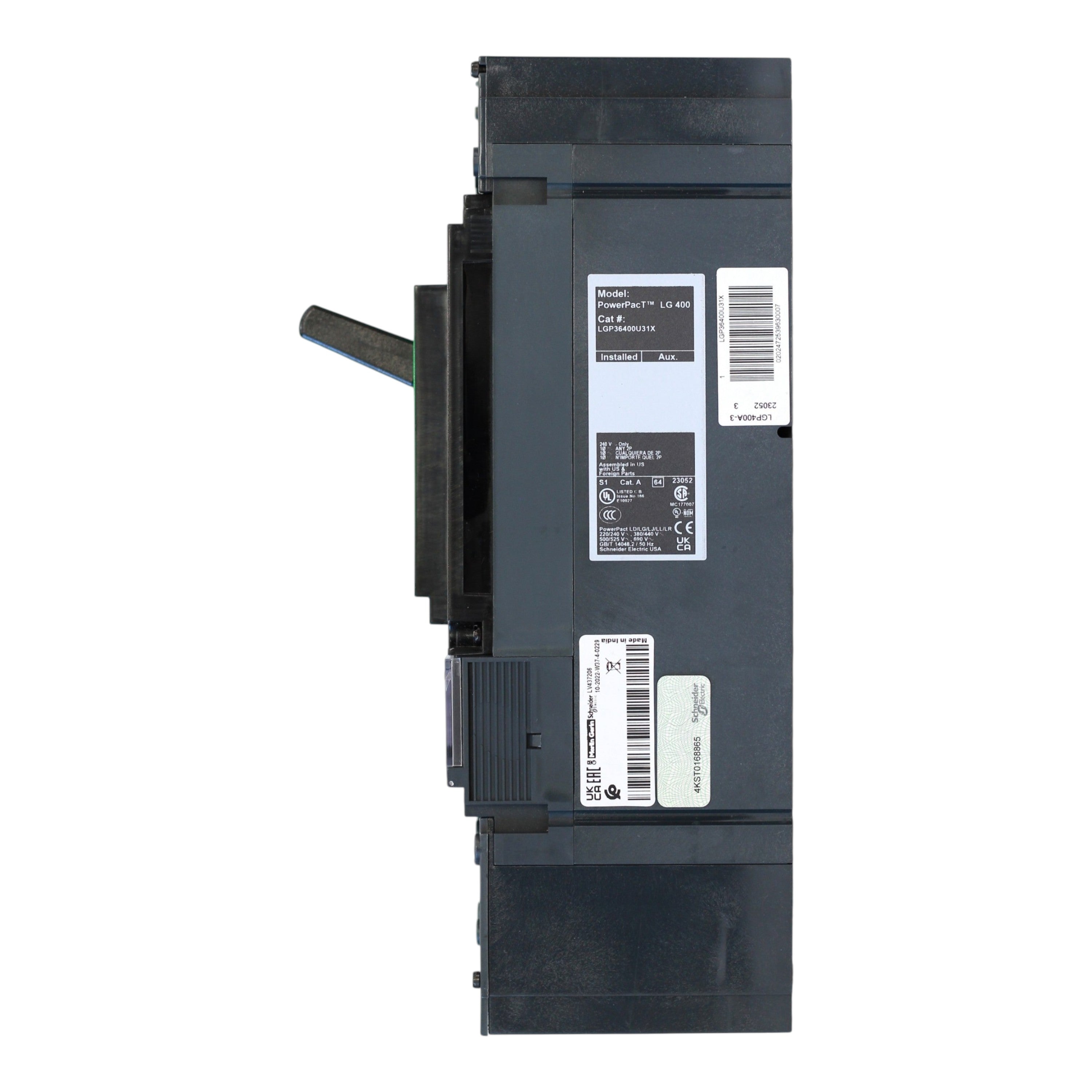 Square D PowerPacT L, LGP36400U31X, 400A, 3P, 600VAC, 18kA, Unit Mount, MicroLogic 3.3, Circuit Breaker - Image 9