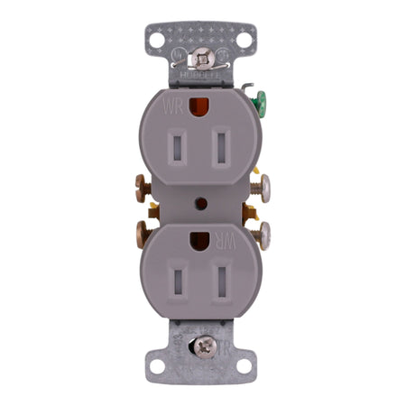 Hubbell TradeSelect, RR15SGYWRTR, 15A, 125V, 2P, TR/WR, Duplex Receptacle, Gray - Image 4