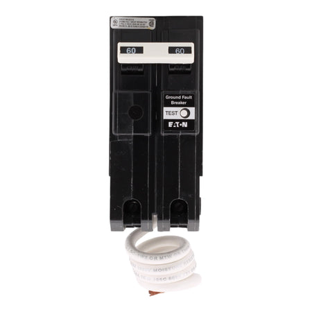 Eaton GFTCB260, 60A, 120/240V, 2-Pole GFCI Circuit Breaker, Ground Fault Self-Test, Plug-On, for BR Load Centers - Image 2