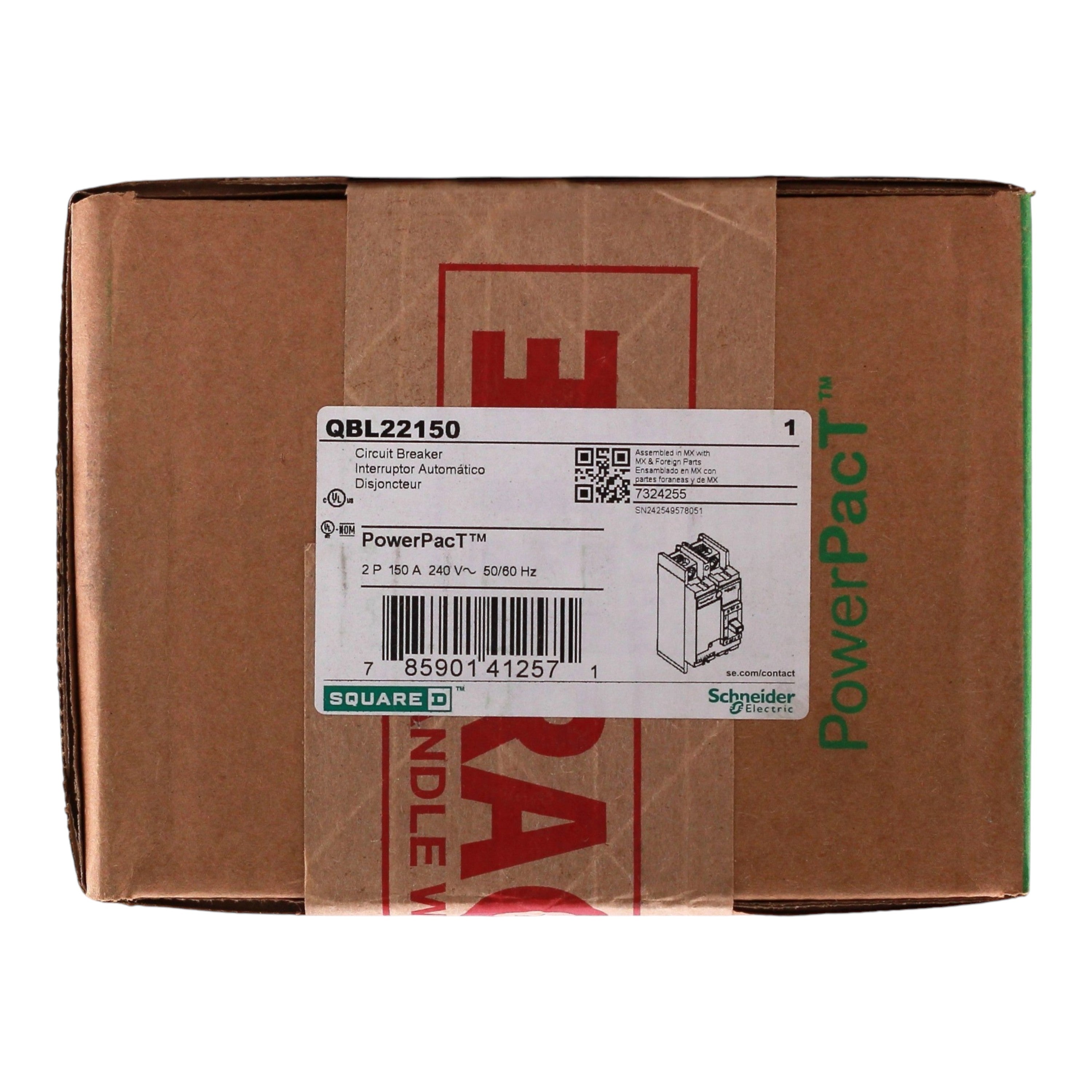 Square D PowerPacT Q, QBL22150, 150A, 2P, 240V, Thermal Magnetic, Circuit Breaker - Image 3
