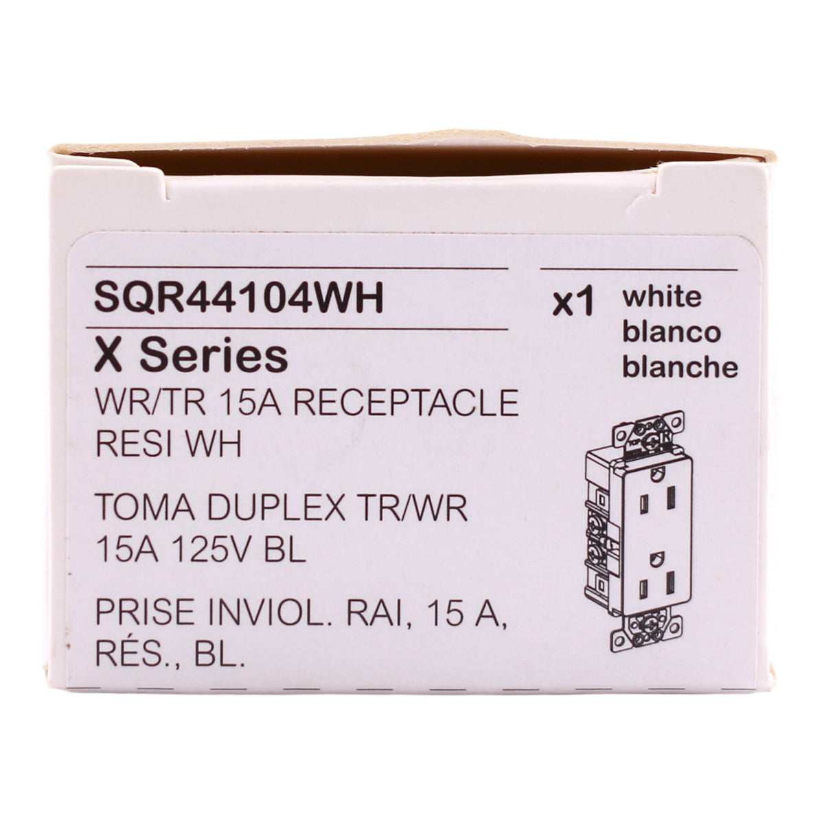 Square D X Series, SQR44104WH, 15A, 125V, TR/WR, Decorator Duplex Receptacle, White - Image 4