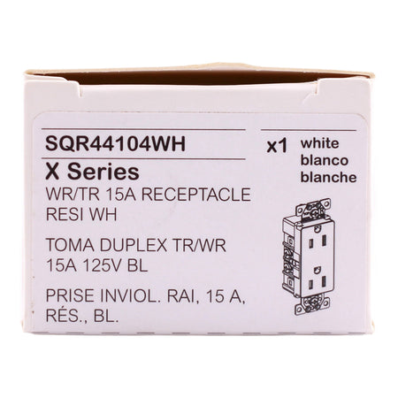 Square D X Series, SQR44104WH, 15A, 125V, TR/WR, Decorator Duplex Receptacle, White - Image 4