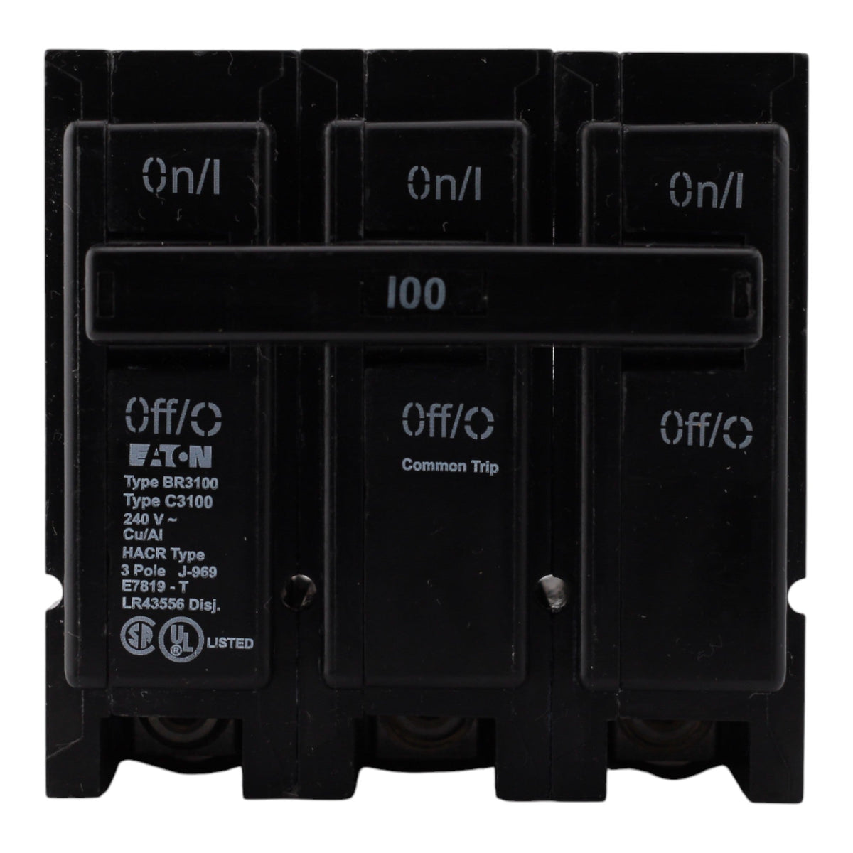 Eaton BR, BR3100, 100A, 3P, 120/240V, Thermal Magnetic, Circuit Breaker - Image 2