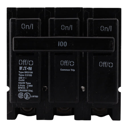 Eaton BR, BR3100, 100A, 3P, 120/240V, Thermal Magnetic, Circuit Breaker - Image 2