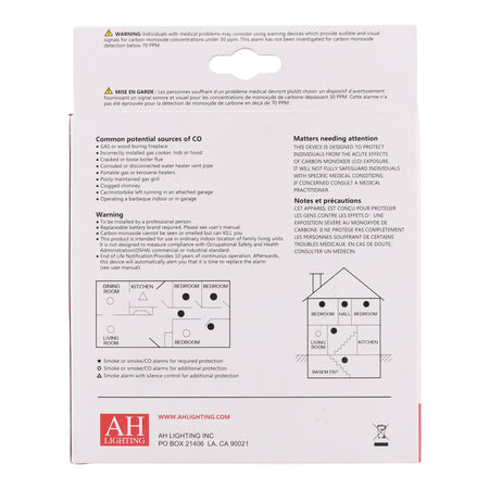 AH Lighting, AH886F, Combo Smoke & CO Alarm, 120V, Hardwired, 9V Backup, Interconnectable - Image 5