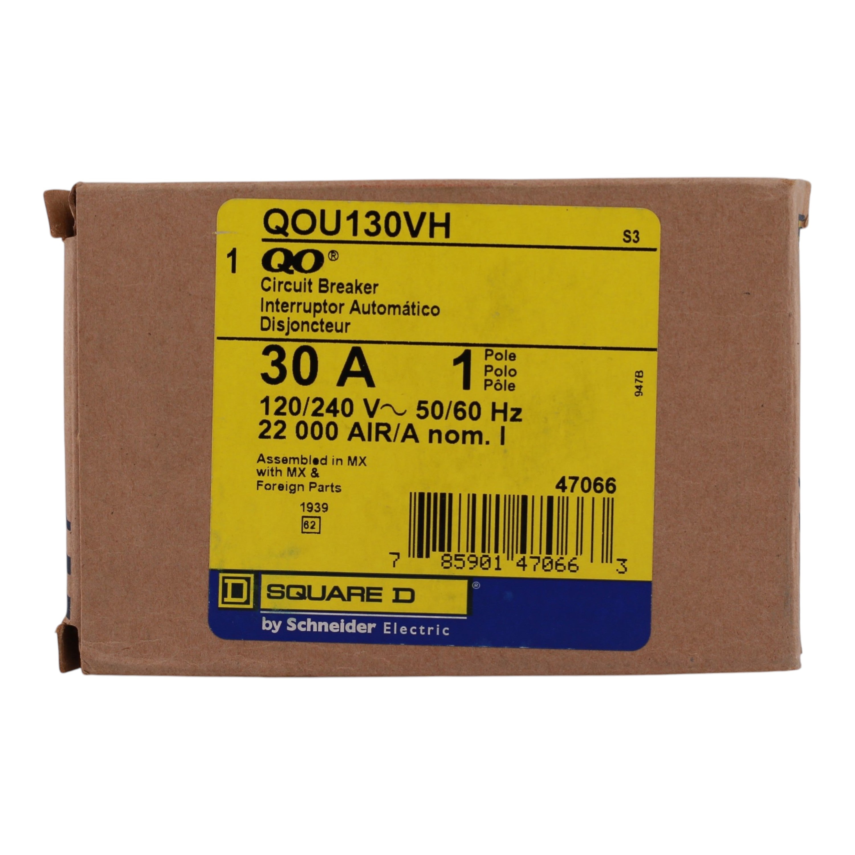 Square D QOU, QOU130VH, 30A, 1P, 120/240V, Unit Mount, Circuit Breaker - Image 3