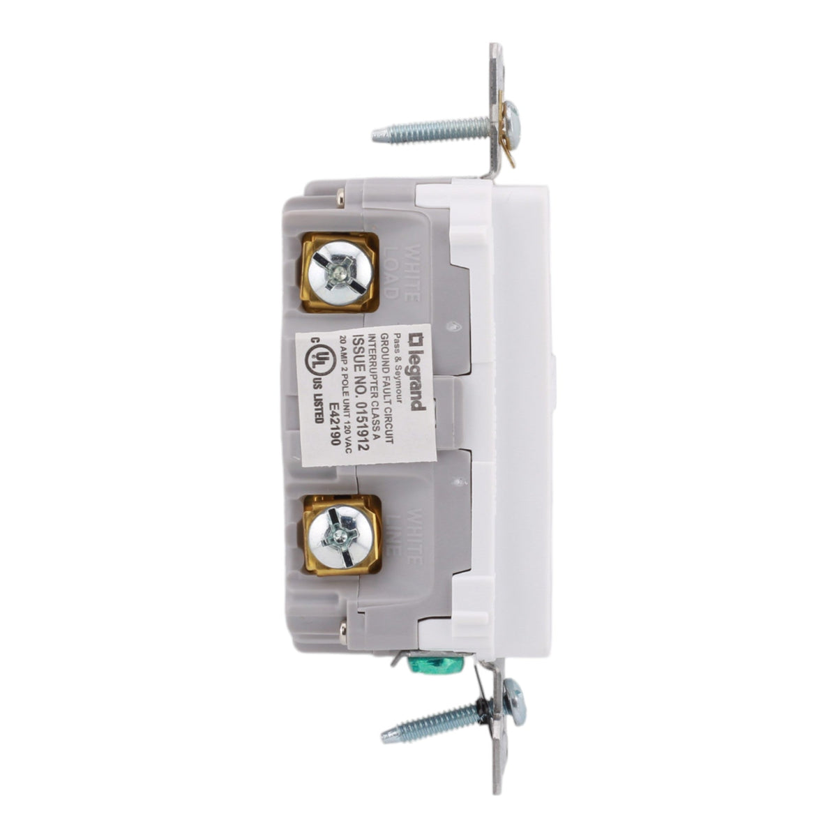 Legrand 2097TRW, 20A, 125V, GFCI Receptacle, Tamper-Resistant, Self-Test, SafeLock® Protection, White - Image 3
