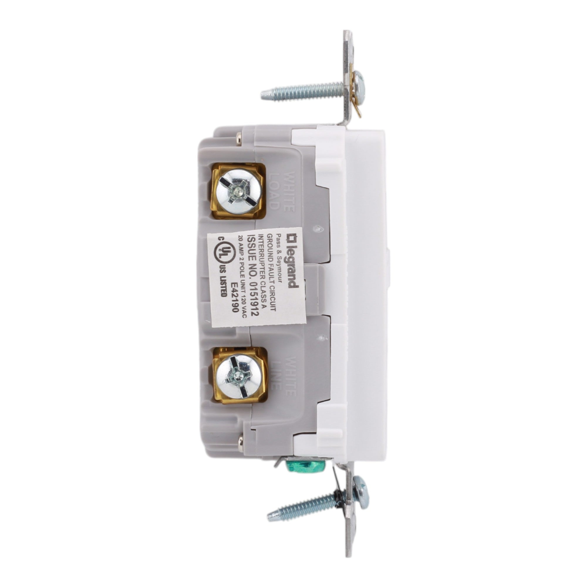 Legrand 2097TRW, 20A, 125V, GFCI Receptacle, Tamper-Resistant, Self-Test, SafeLock® Protection, White - Image 3
