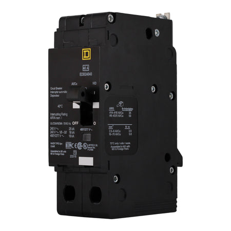 Square D E-Frame EDB24040 40A 2P 480Y/277V 25kA Bolt-On Circuit Breaker - Image 2