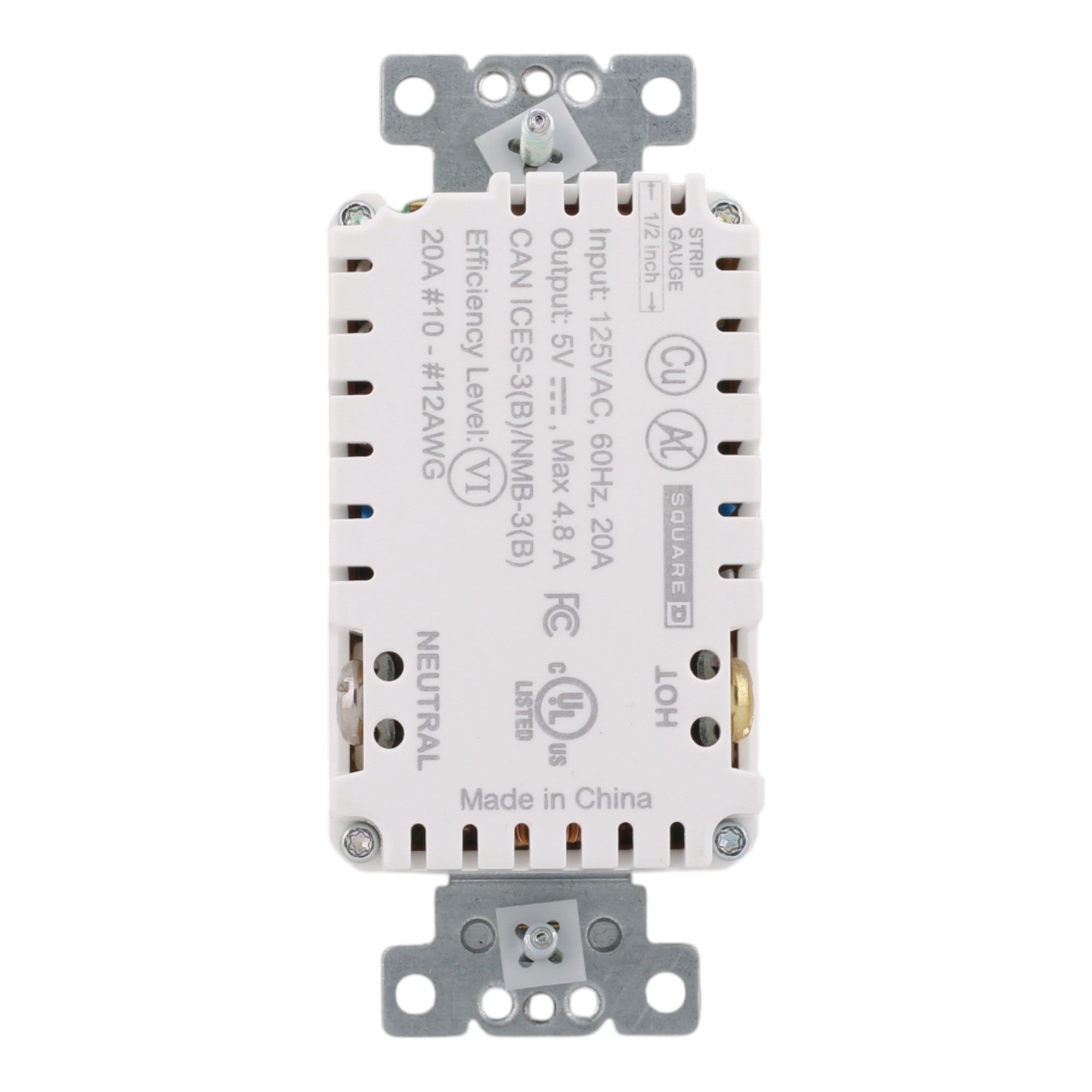 Square D SQR55241WH X Series 20A 125V Duplex Tamper Resistant USB Outlet, Matte White - Image 2