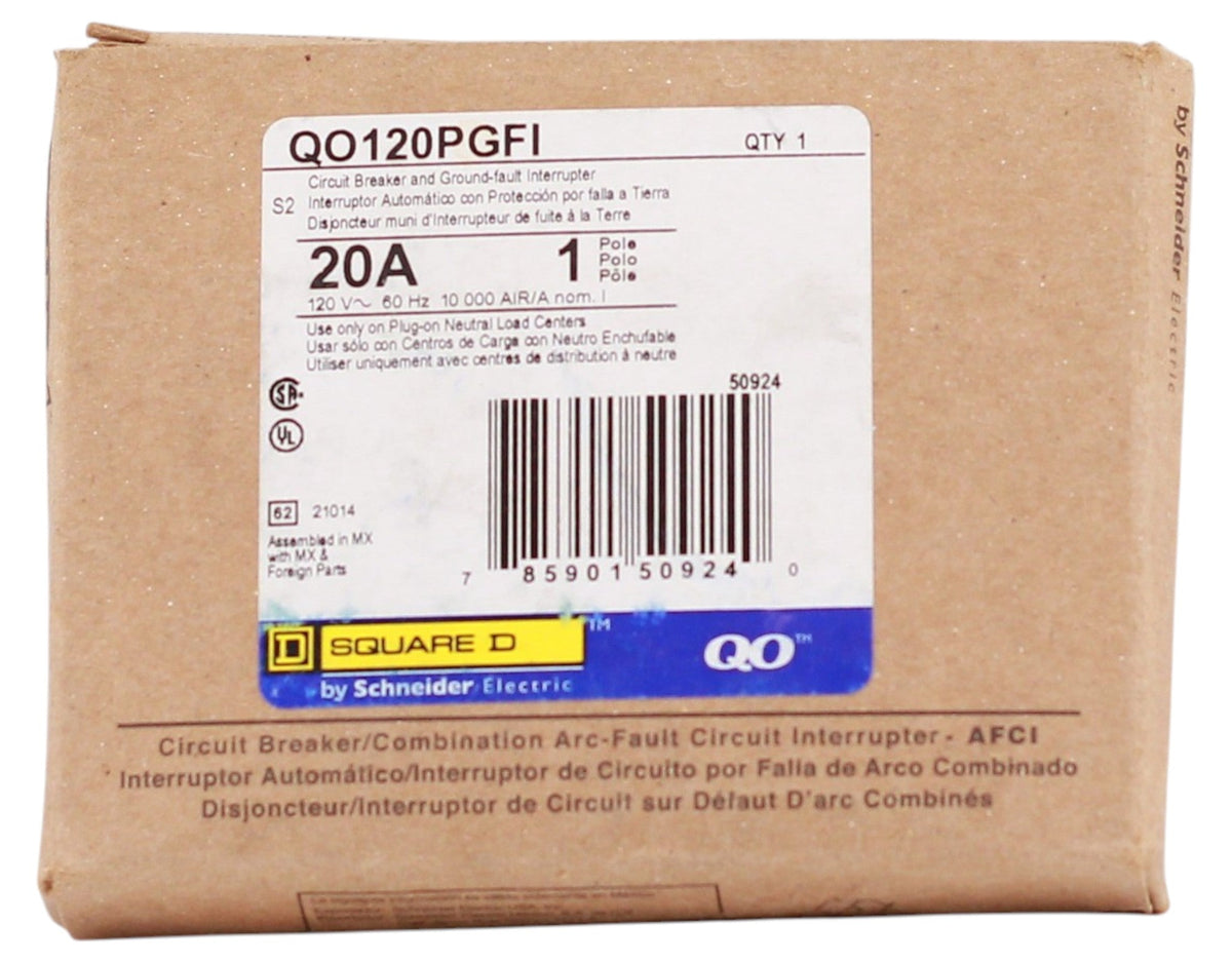 Square D QO, QO120PGFI, 20A, 1P, 120V, GFCI, Plug-On Neutral, Circuit Breaker - Image 3