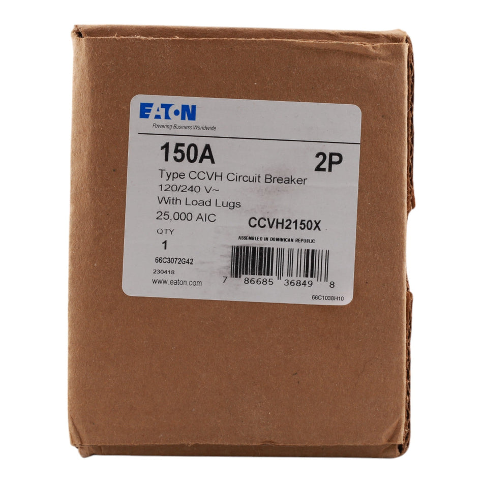 Eaton CCVH2150X, 150A, 120/240V, 2-Pole Tenant Main Circuit Breaker, 25 kAIC, for Type ECC Unit Enclosures - Image 2