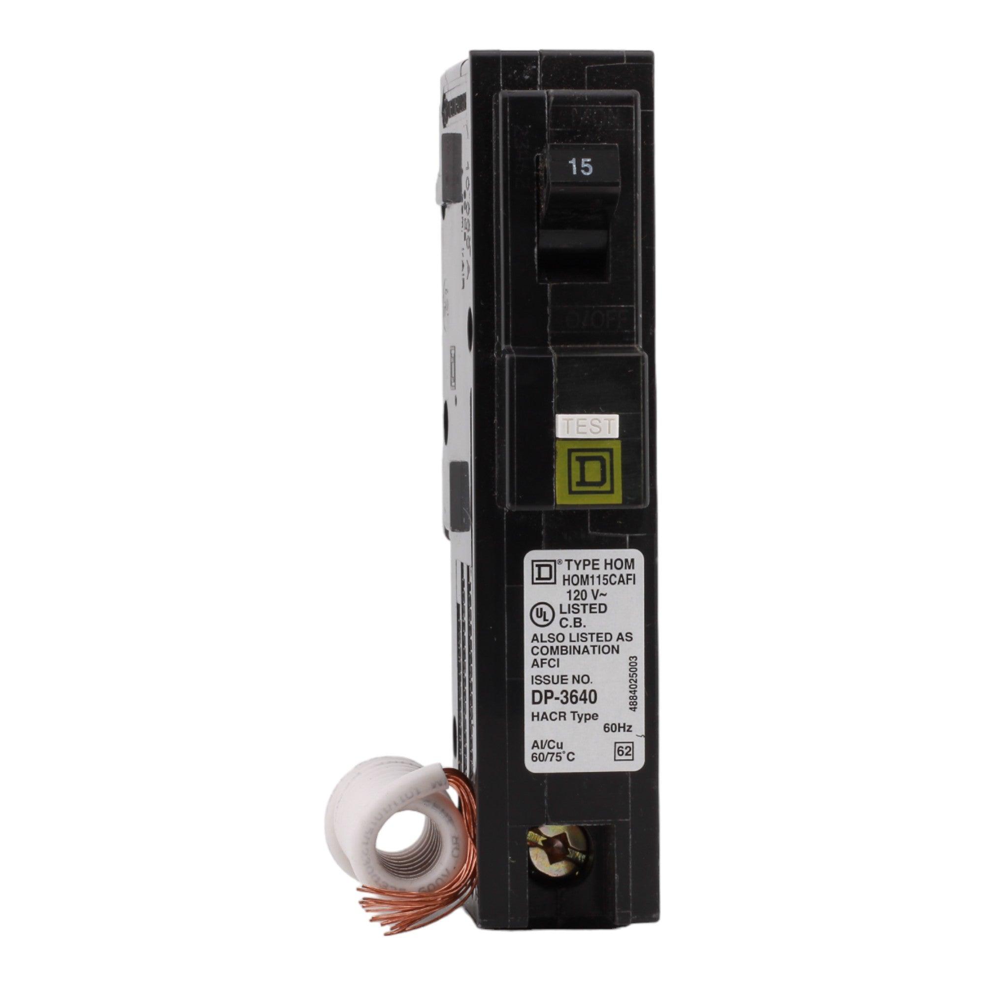 Square D HOM115CAFI 15 Amp Single Pole 120V Pigtail-Neutral AFCI Arc Fault Circuit Breaker UL - Image 2