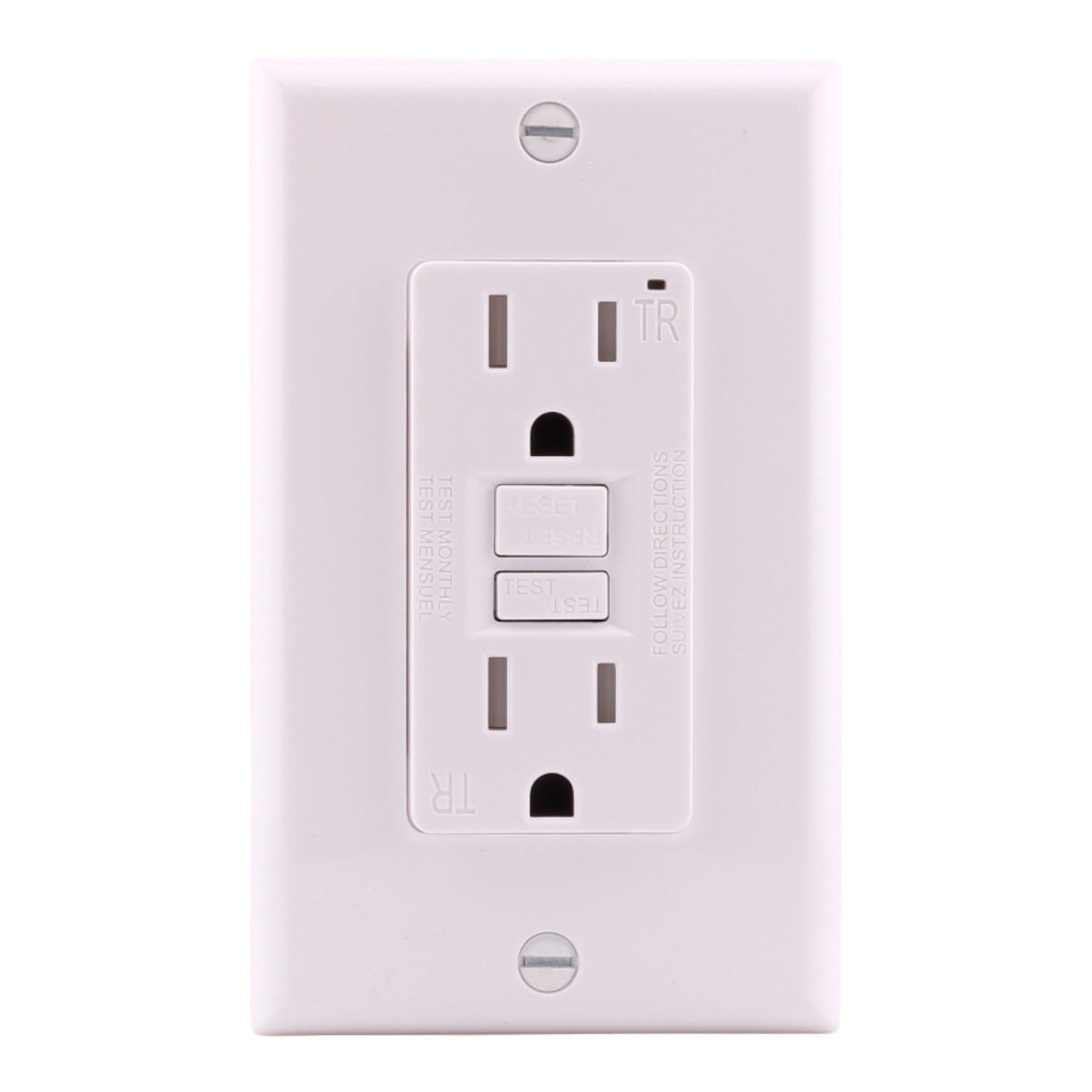 Aida 15A GFCI Receptacle w/ LED, Self-Test, TR, 120V, White - Image 7