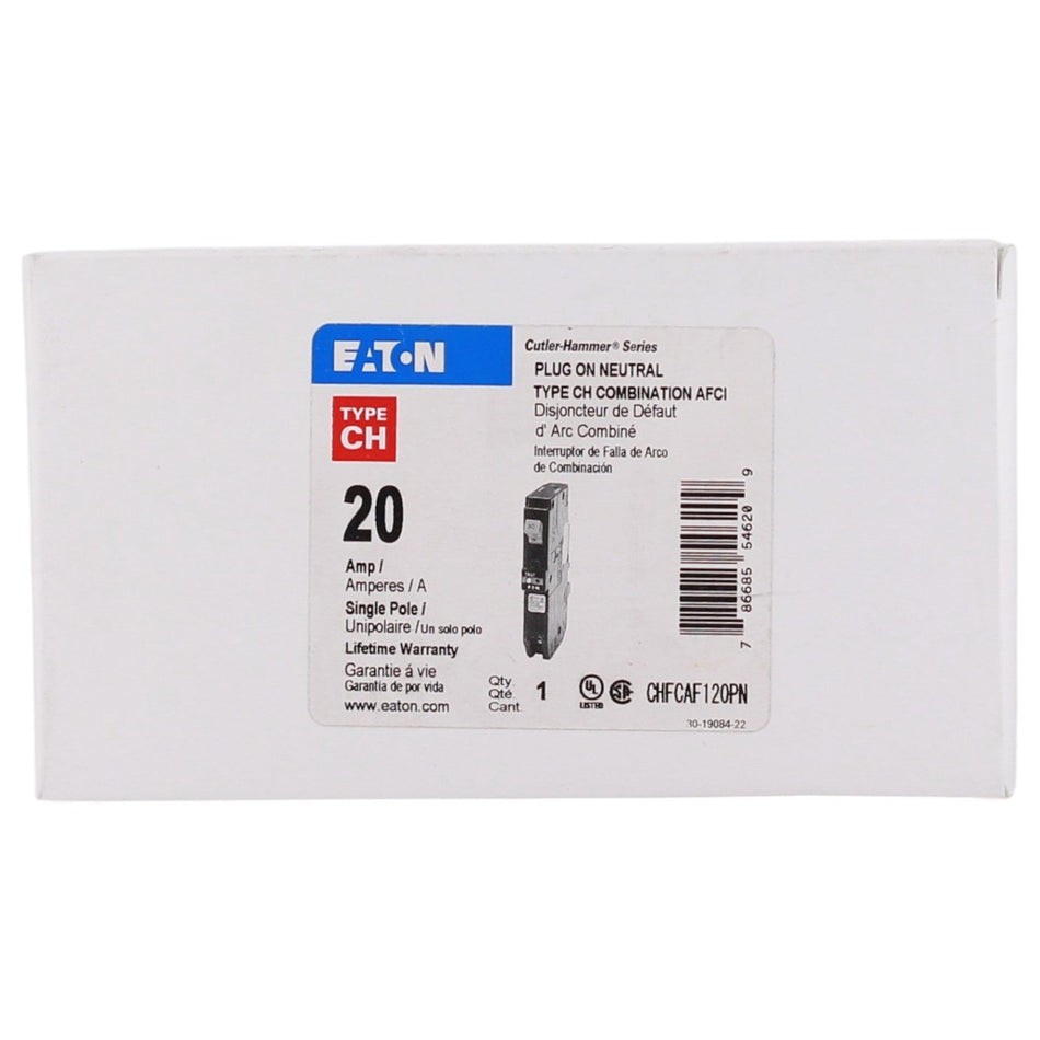 Eaton CH, CHFCAF120PN, 20A, 1P, 120/240V, CAFCI, Plug-On Neutral, Circuit Breaker - Image 2