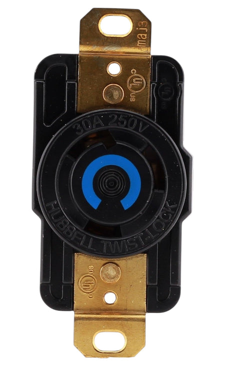 Hubbell Wiring Device-Kellems, HBL2620ST, 30A, 250V, NEMA L6-30R, EdgeConnect Twist-Lock Receptacle, Spring Termination, Black - Image 3