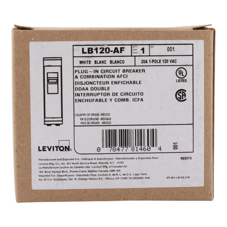 Leviton LB120-AF 20A 1P 120V AFCI Hydraulic-Magnetic Circuit Breaker - Image 3