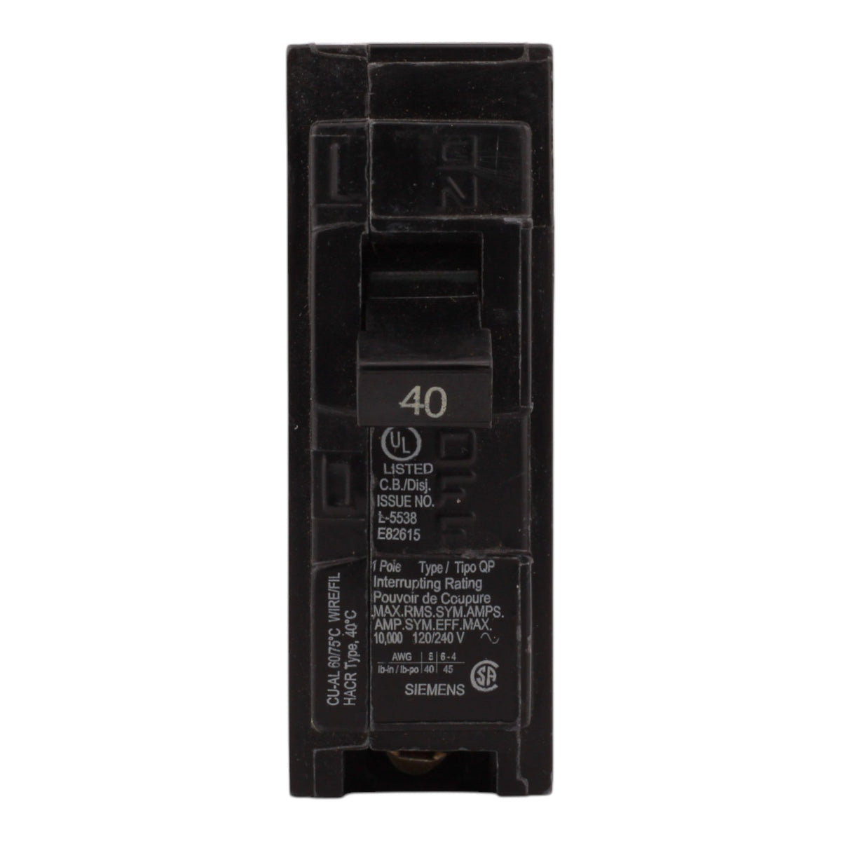 Siemens QP Q140 40A 1P 120V Circuit Breaker - Image 2