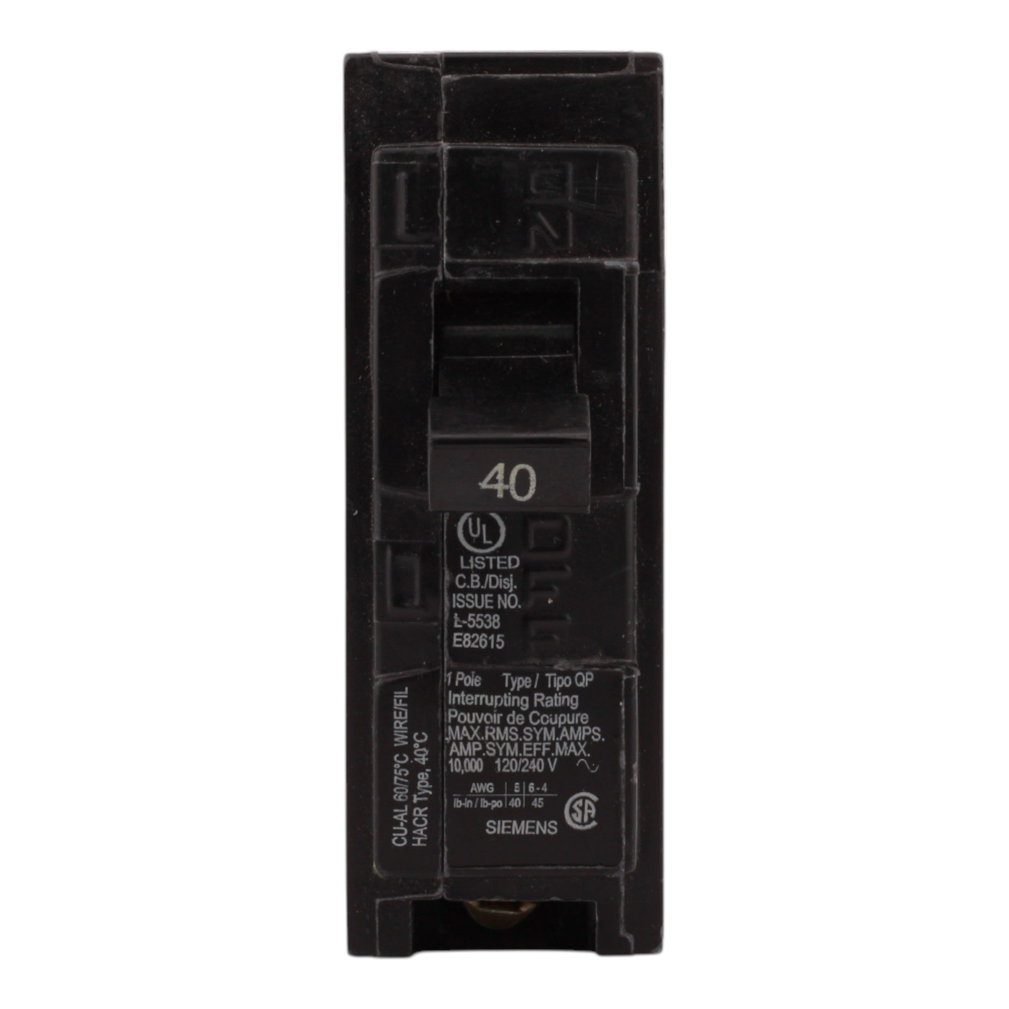 Siemens QP Q140 40A 1P 120V Circuit Breaker - Image 2