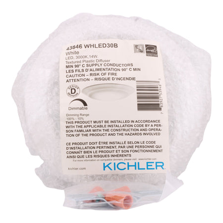 Kichler Downlight Gen I 43846WHLED30 7.5in 3000K LED Flush Mount White - Image 3