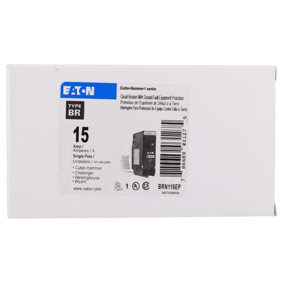 Eaton BR, BRN115EP, 15A, 1P, 120/240V, GFCI Equipment Protector, Pigtail Neutral, Circuit Breaker - Image 2