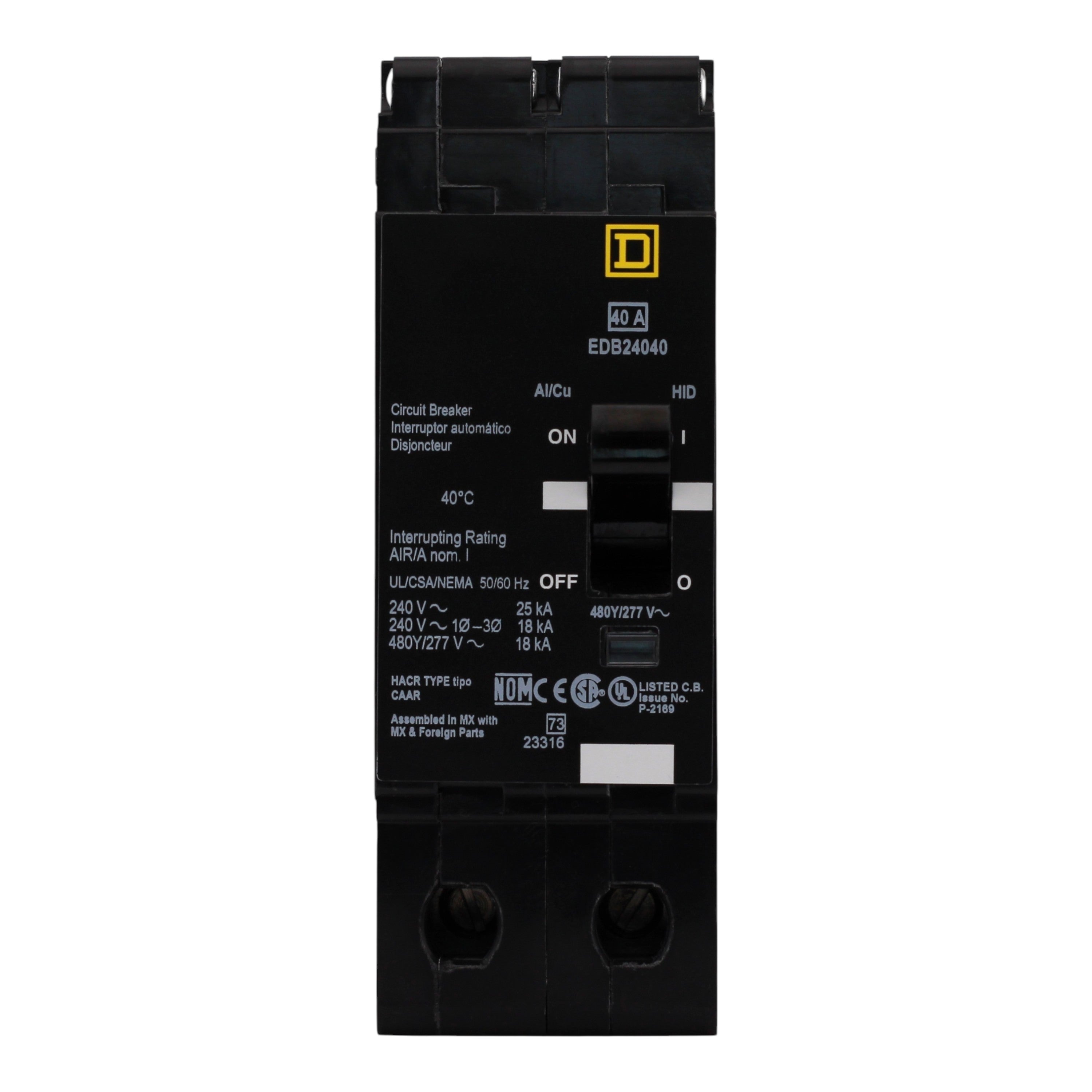 Square D E-Frame EDB24040 40A 2P 480Y/277V 25kA Bolt-On Circuit Breaker - Image 4