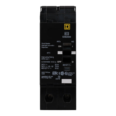Square D E-Frame EDB24040 40A 2P 480Y/277V 25kA Bolt-On Circuit Breaker - Image 4
