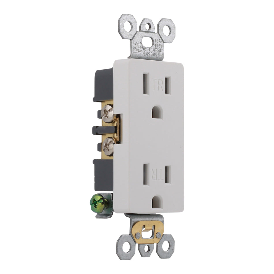 RES POWER 15A 125V Tamper-Resistant Decorator Duplex Receptacle cULus Listed White - Image 2