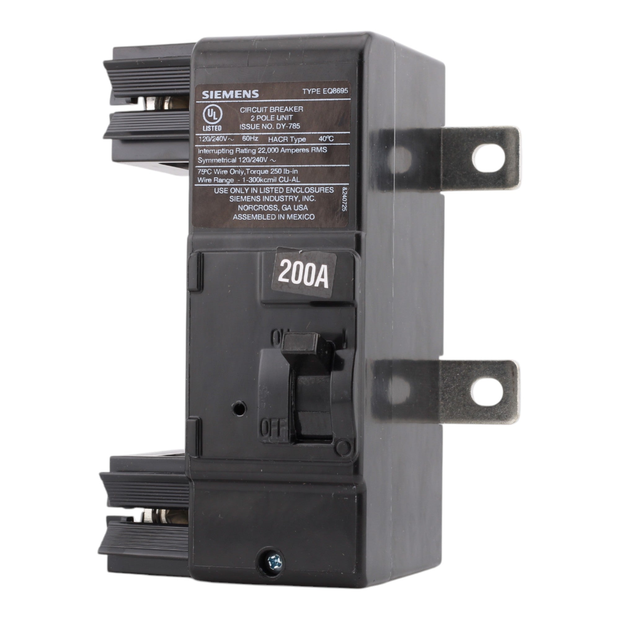 Siemens EQ8695 200A 120/240V 1P Main Breaker, Load Center Conversion Kit, 22kA AIR - Image 3