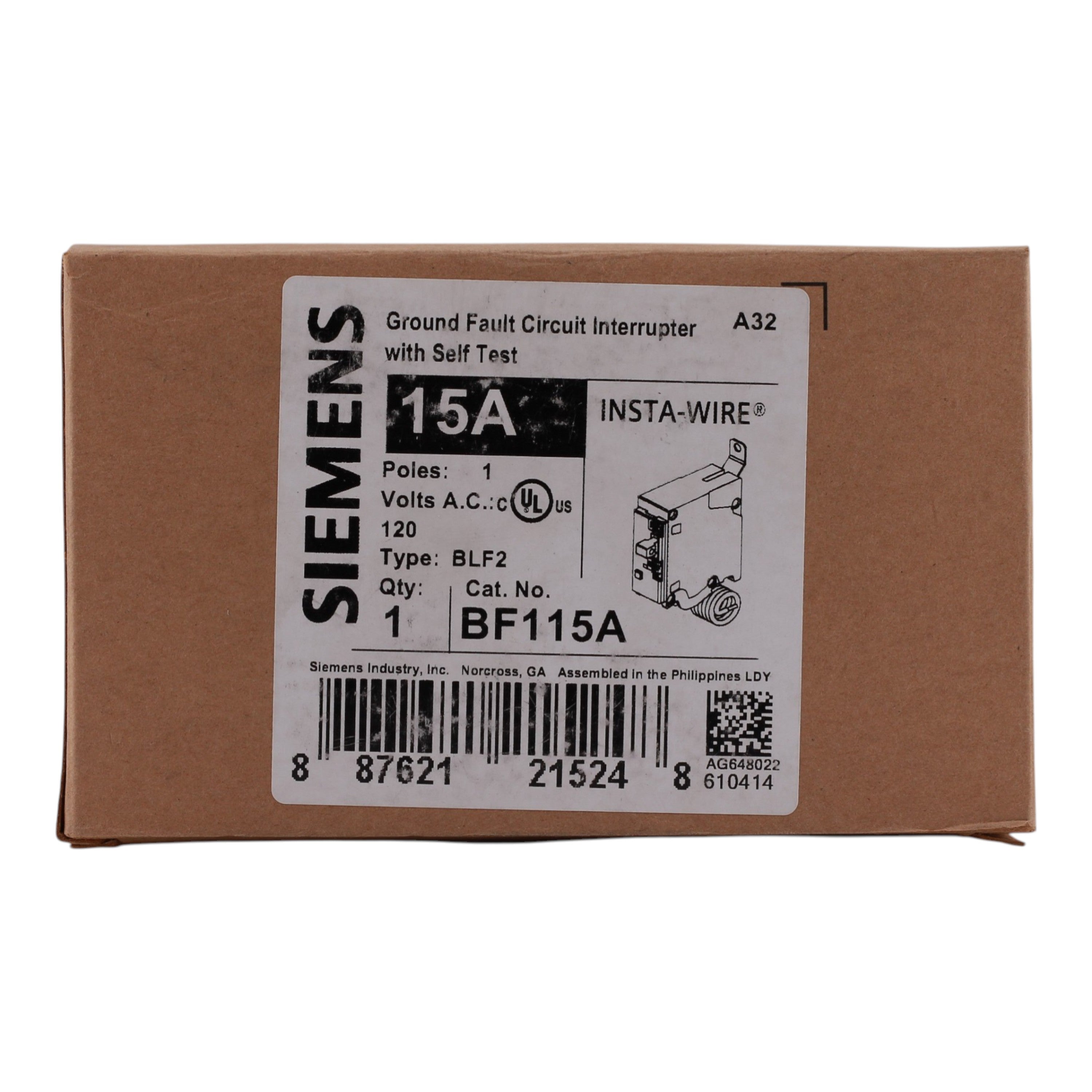 Siemens BLF, BF115A, 15A, 1P, 120V, GFCI, Bolt-On,  Pigtail Neutral, Circuit Breaker - Image 3