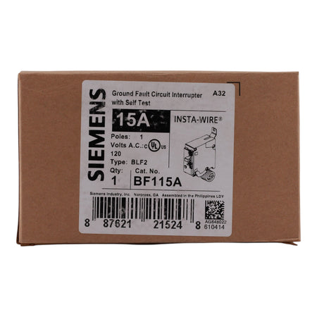 Siemens BLF, BF115A, 15A, 1P, 120V, GFCI, Bolt-On,  Pigtail Neutral, Circuit Breaker - Image 3
