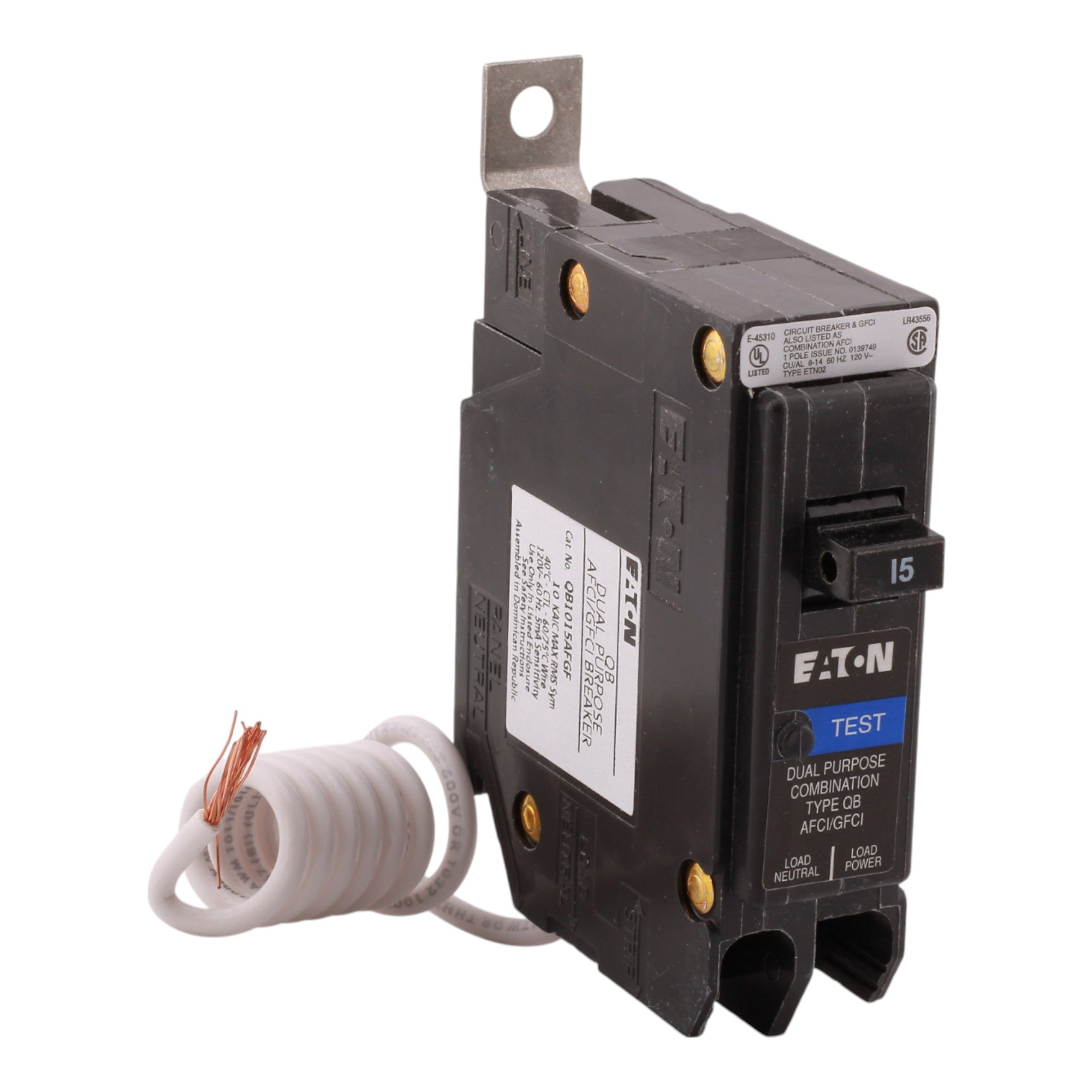 Eaton QB QB1015AFGF 15A 1P 120V AFCI/GFCI Bolt-On Circuit Breaker