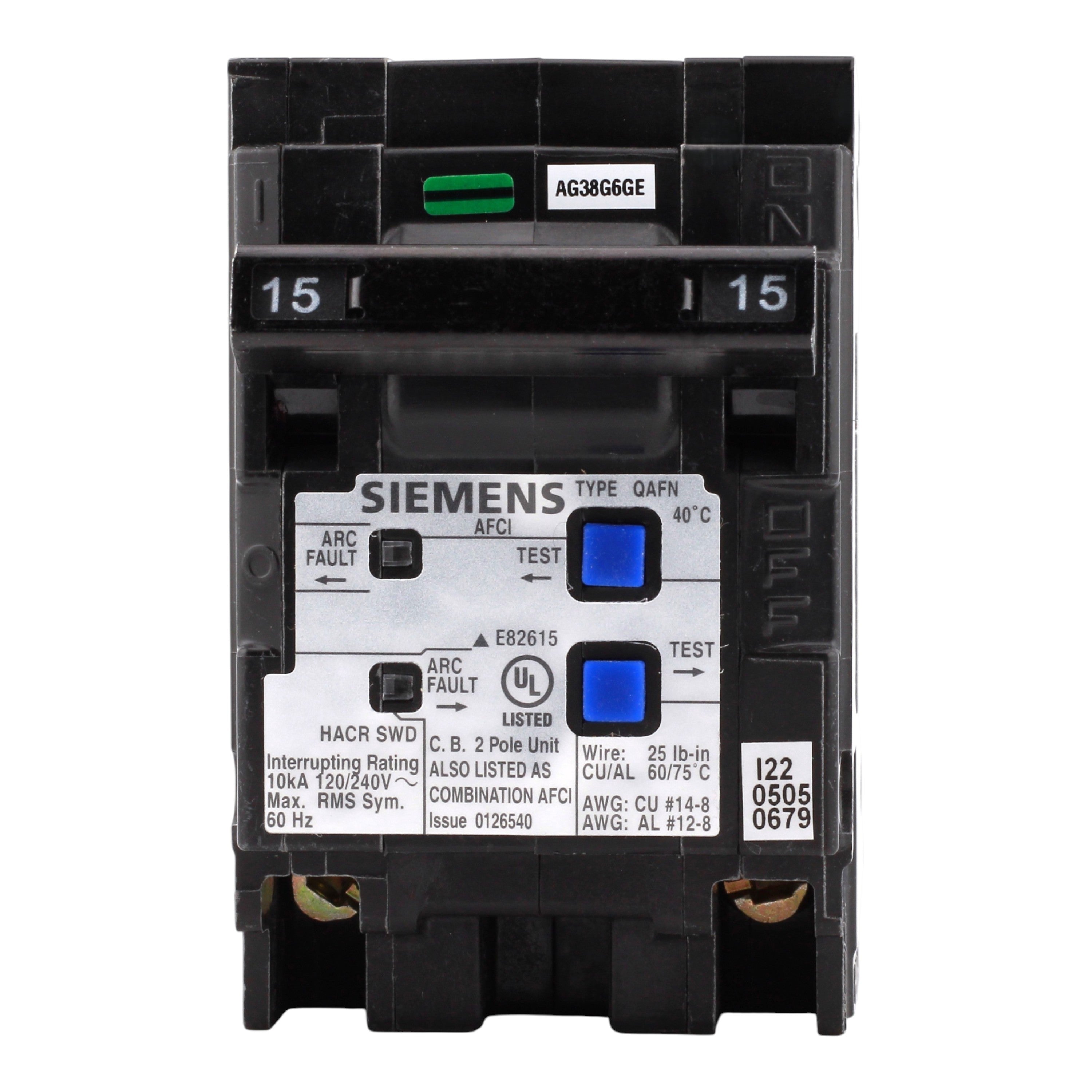 Siemens QAFN Q215AFCN 15A 2P 120/240V AFCI Plug-On Neutral Circuit Breaker - Image 3