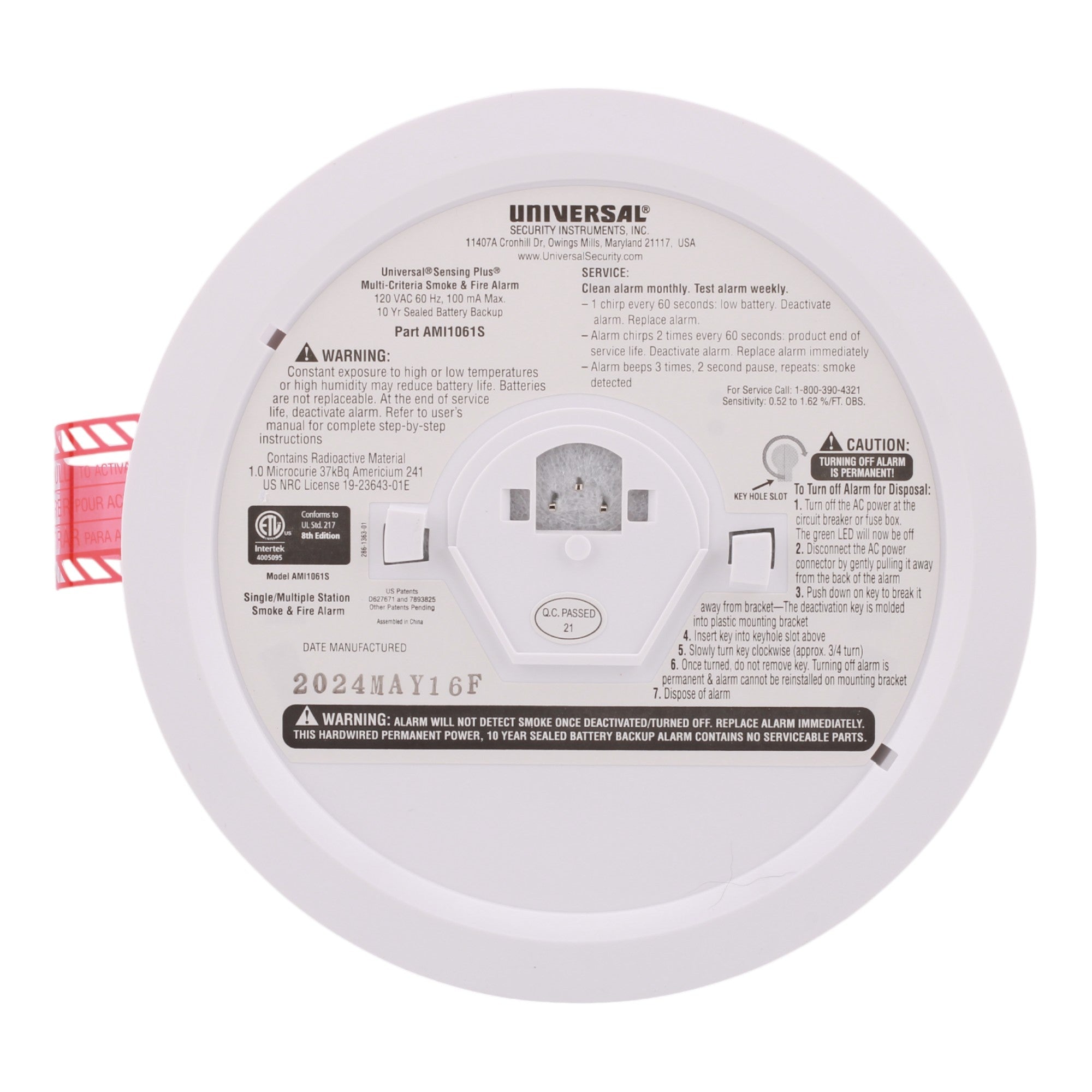 Universal Security Instruments AMI1061SB, Hardwired Smoke and Fire Alarm, 10-Year Battery Backup, Dual Sensor, Interconnectable - Image 4