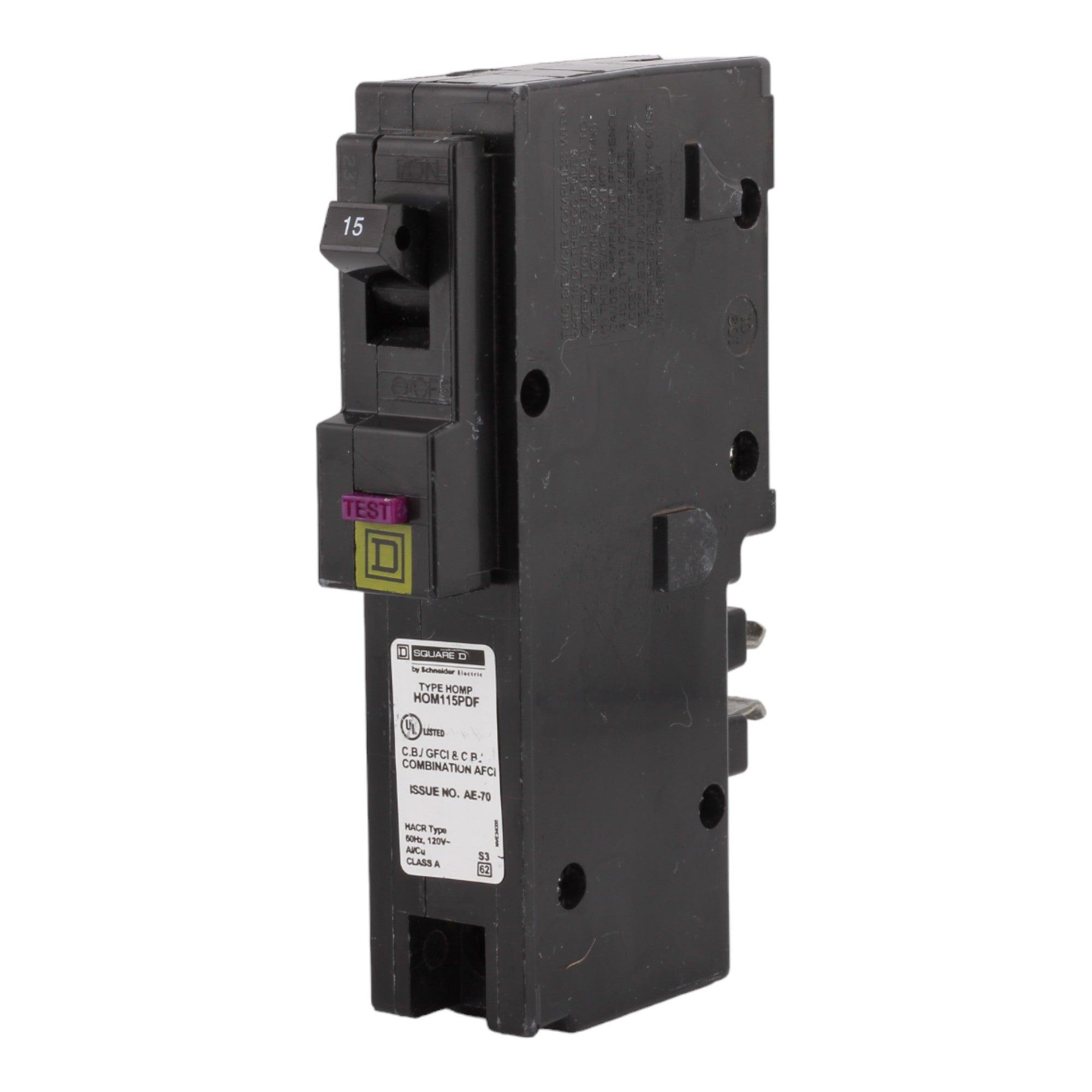 Square D Homeline HOM115PDF 15A 1P 120V AFCI/GFCI Plug on Neutral Circuit Breaker - Image 2