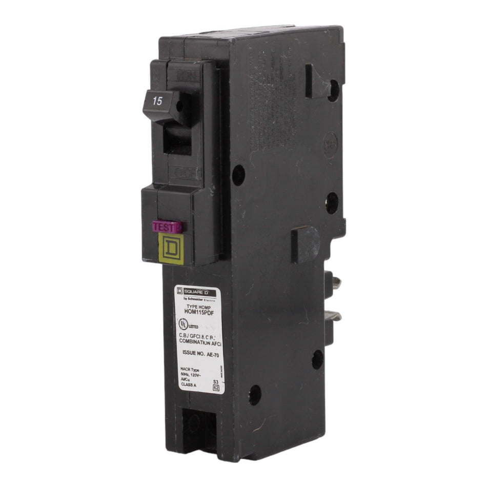 Square D Homeline HOM115PDF 15A 1P 120V AFCI/GFCI Plug on Neutral Circuit Breaker - Image 2