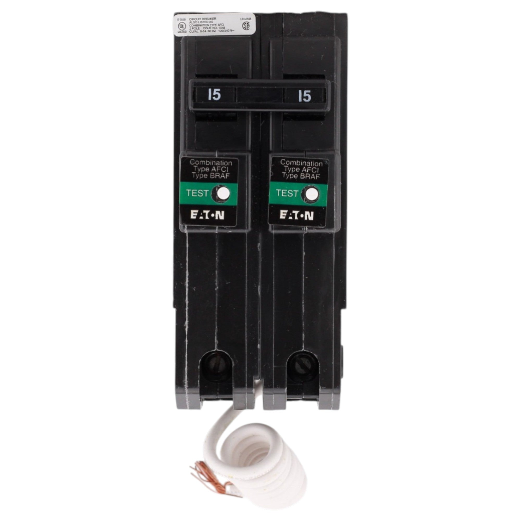 Eaton BR, BRL215CAF, 15A, 2P, 120/240V, AFCI, Pigtail Neutral, Circuit Breaker - Image 2