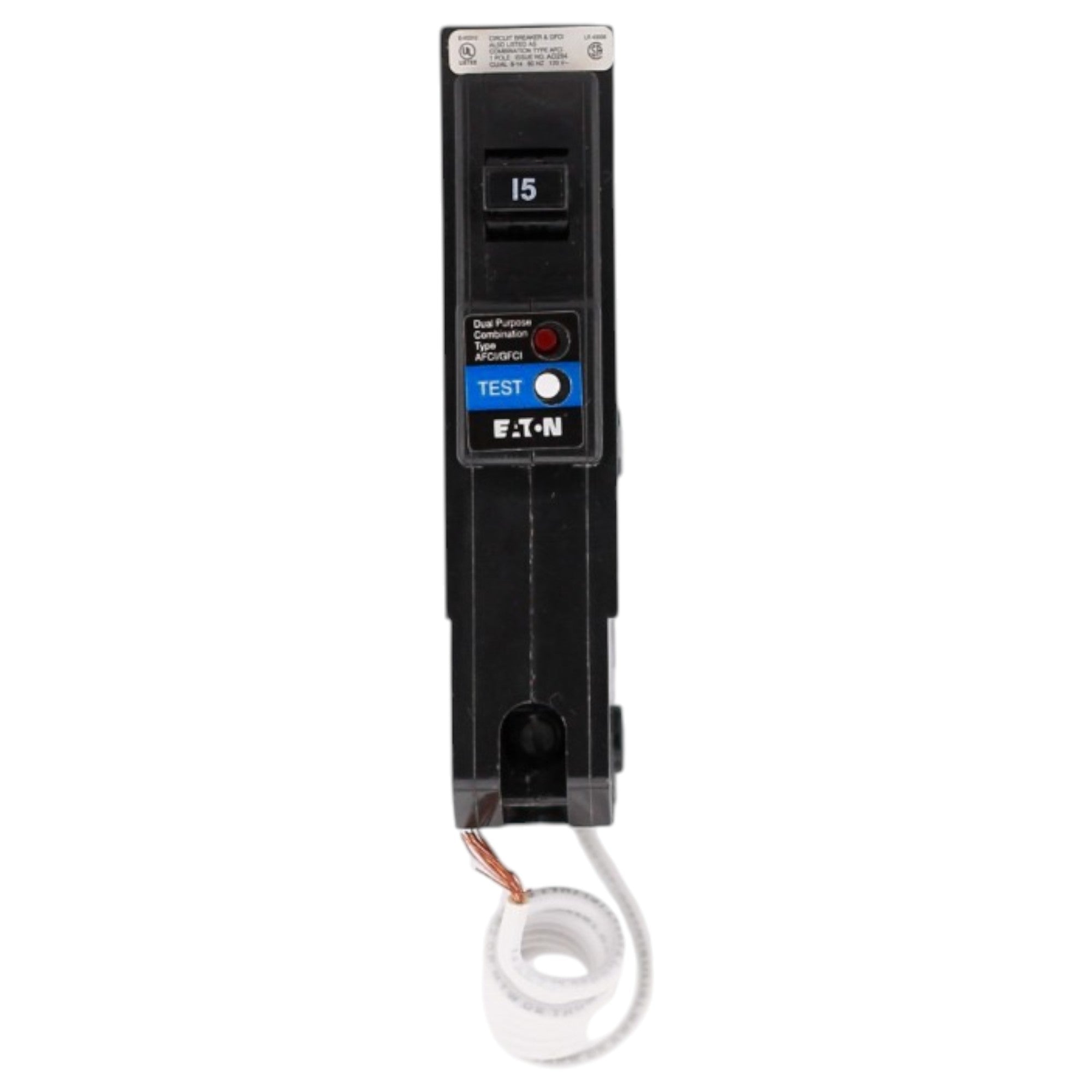 Eaton BR, BRLAFGF115, 15A, 1P, 120/240V, Dual Function AFCI/GFCI, Pigtail Neutral, Circuit Breaker - Image 3