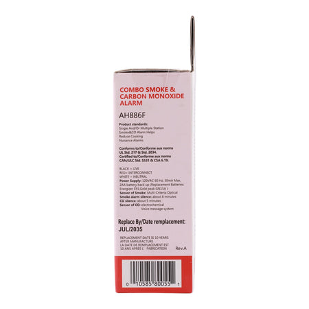 AH Lighting, AH886F, Combo Smoke & CO Alarm, 120V, Hardwired, 9V Backup, Interconnectable - Image 6