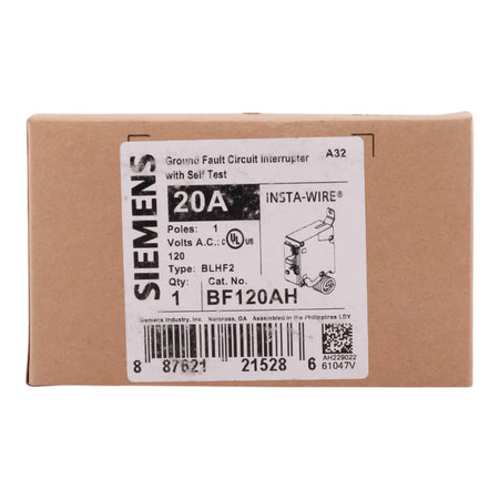 Siemens BLHF BF120AH 20A 1P 120V GFCI Pigtail Neutral Circuit Breaker - Image 2