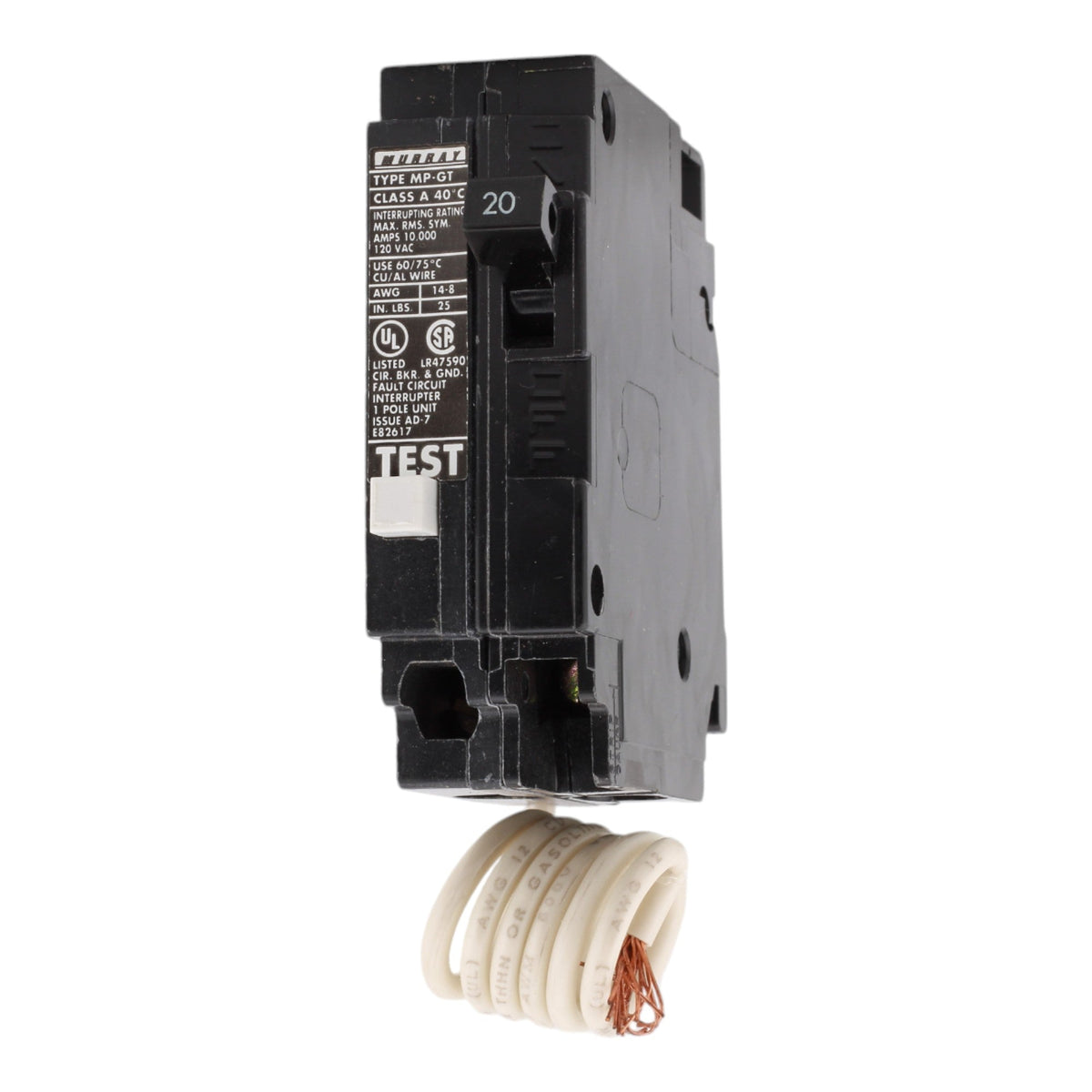 Murray MP120GF, 20A, 120V, 1-Pole GFCI Circuit Breaker, Pigtail Neutral, for Murray and Siemens Load Centers. - Image 3