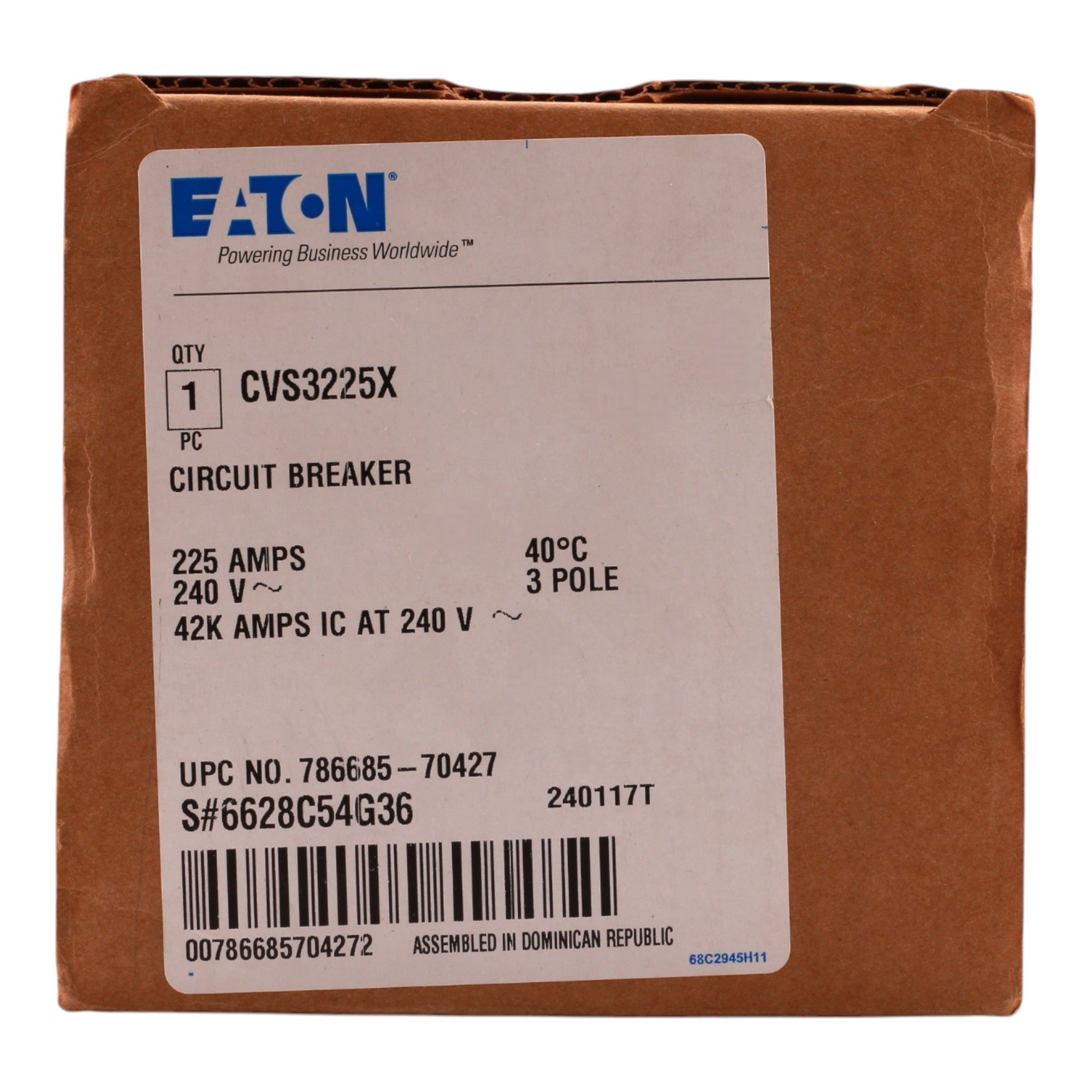 Eaton Type CV CVS3225X 225A 3P 240V Molded Case Circuit Breaker - Image 2