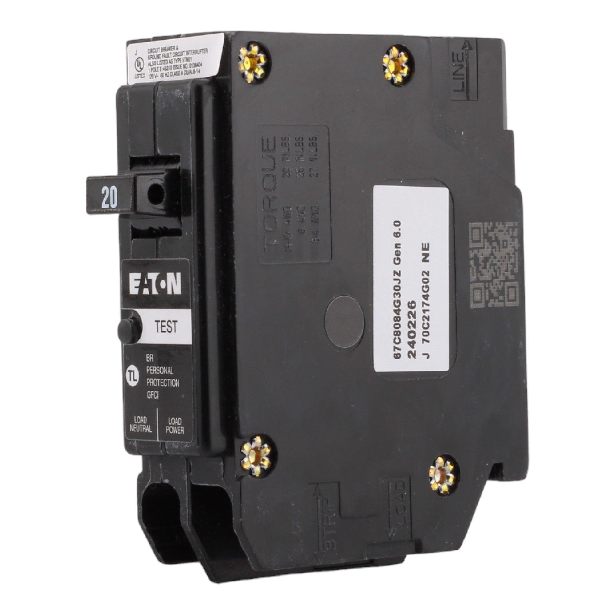 Eaton BR BRP120GF 20A 1P 120/240V GFCI Plug-On Neutral Circuit Breaker - Image 2
